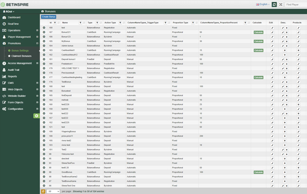Betinspire CRM Interface